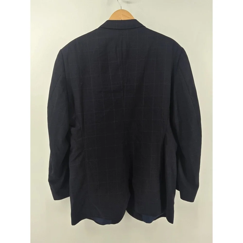 Ted Baker Sport Coat Mens 44 Navy Blue Endurance Windowpane Wool 3-Button Blazer